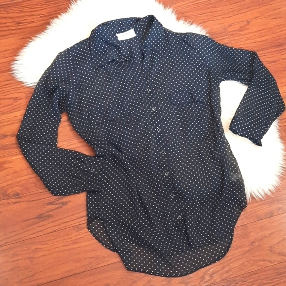 L'AGENCE Black and White Star Polka Dot Blouse - Picture 1 of 7